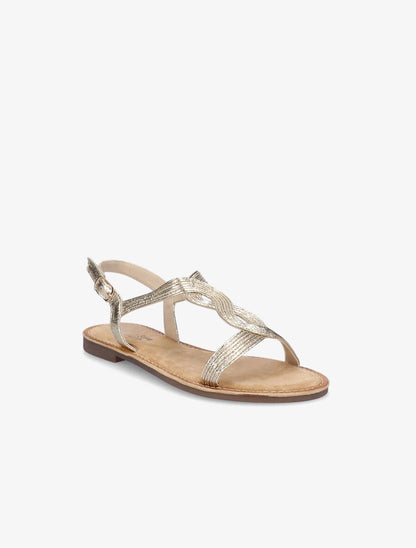 Nu-pieds à ganses torsadées - Or - 2