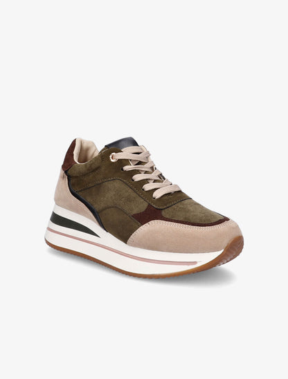 Baskets compensées en suédine - Kaki - 2
