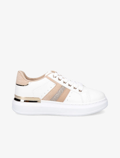 Sneakers à détail métallique - Beige - 5