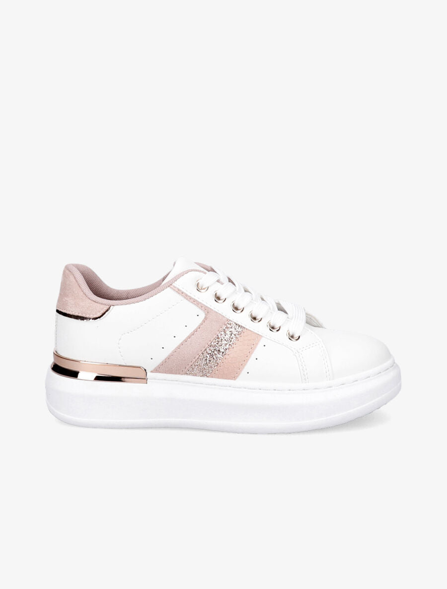 Sneakers à détail métallique - Rose - 5