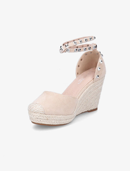 Sandales compensées en suédine - Beige - 3