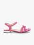 Sandales à petits talons en suédine et brides nouées - Rose - 1