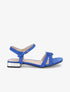 Sandales à petits talons en suédine et brides nouées - Bleu électrique - 5