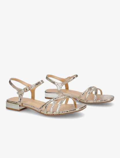 Sandales effet python et brides croisées - Or - 4