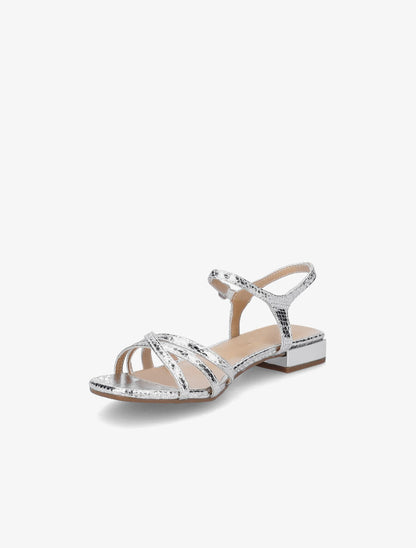 Sandales effet python et brides croisées - Argent - 3