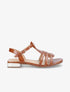 Sandales plates vernies à brides entrelacées - Camel - 1