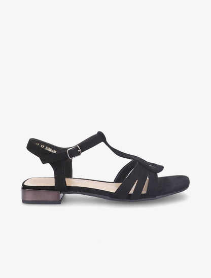 Sandales plates en suédine et brides en T stylisées - Noir - 1