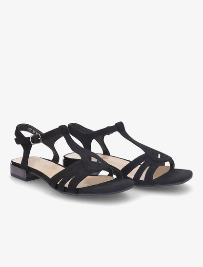 Sandales plates en suédine et brides en T stylisées - Noir - 4
