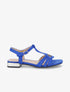 Sandales plates en suédine et brides en T stylisées - Bleu électrique - 1