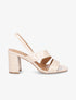 Sandales à talons épais en simili croco - Beige - 1