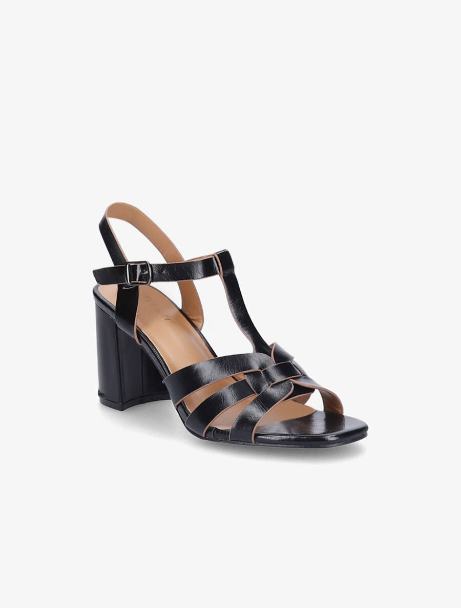 Sandales à talons style salomé et brides croisées - Noir - 2