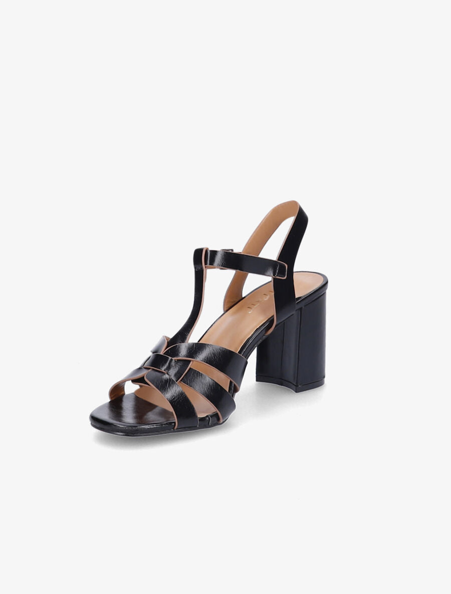 Sandales à talons style salomé et brides croisées - Noir - 3
