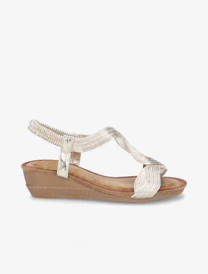 Sandales compensées à brides entrelacées - Or - 2