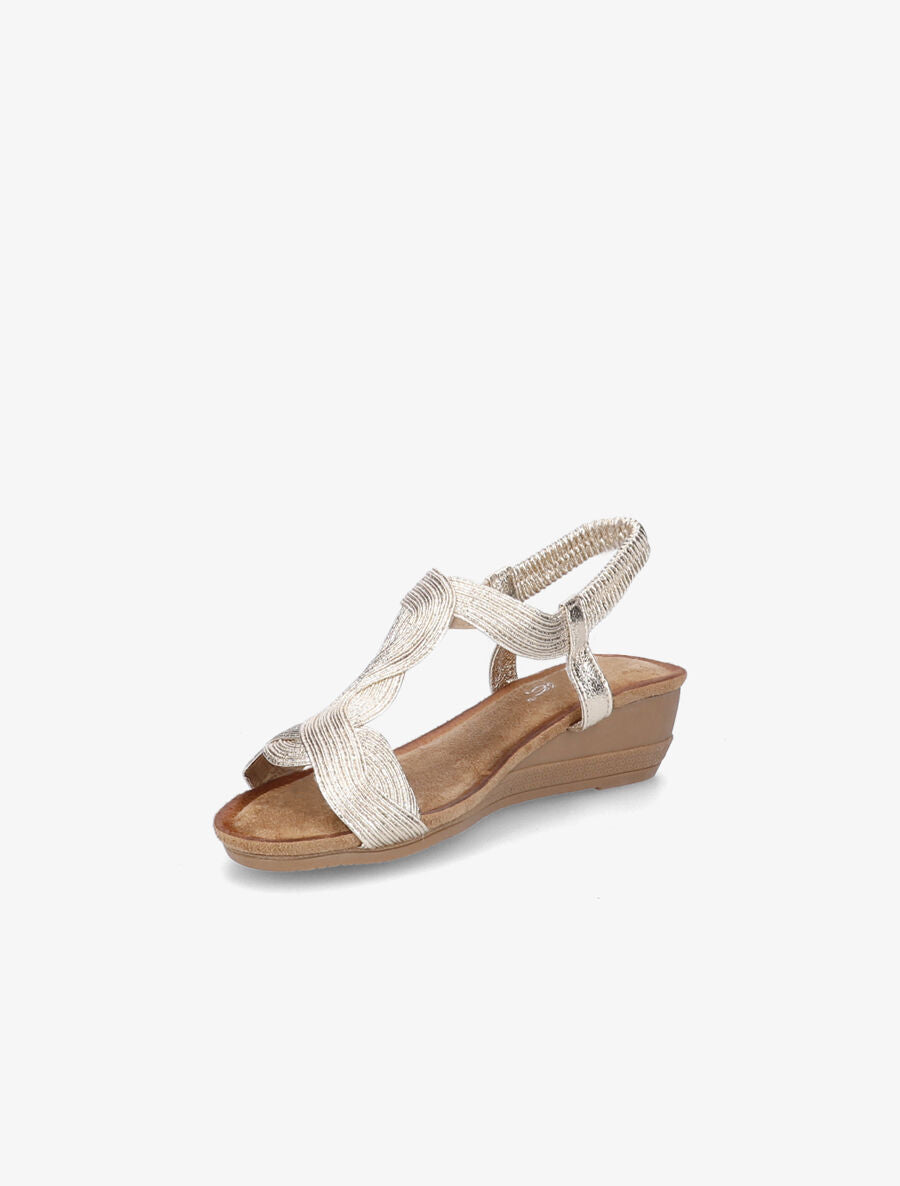 Sandales compensées à brides entrelacées - Or - 3