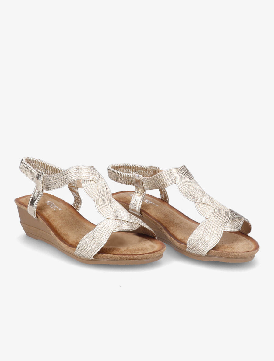 Sandales compensées à brides entrelacées - Or - 4