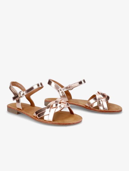 Sandales plates à brides tressées - Rose gold - 4
