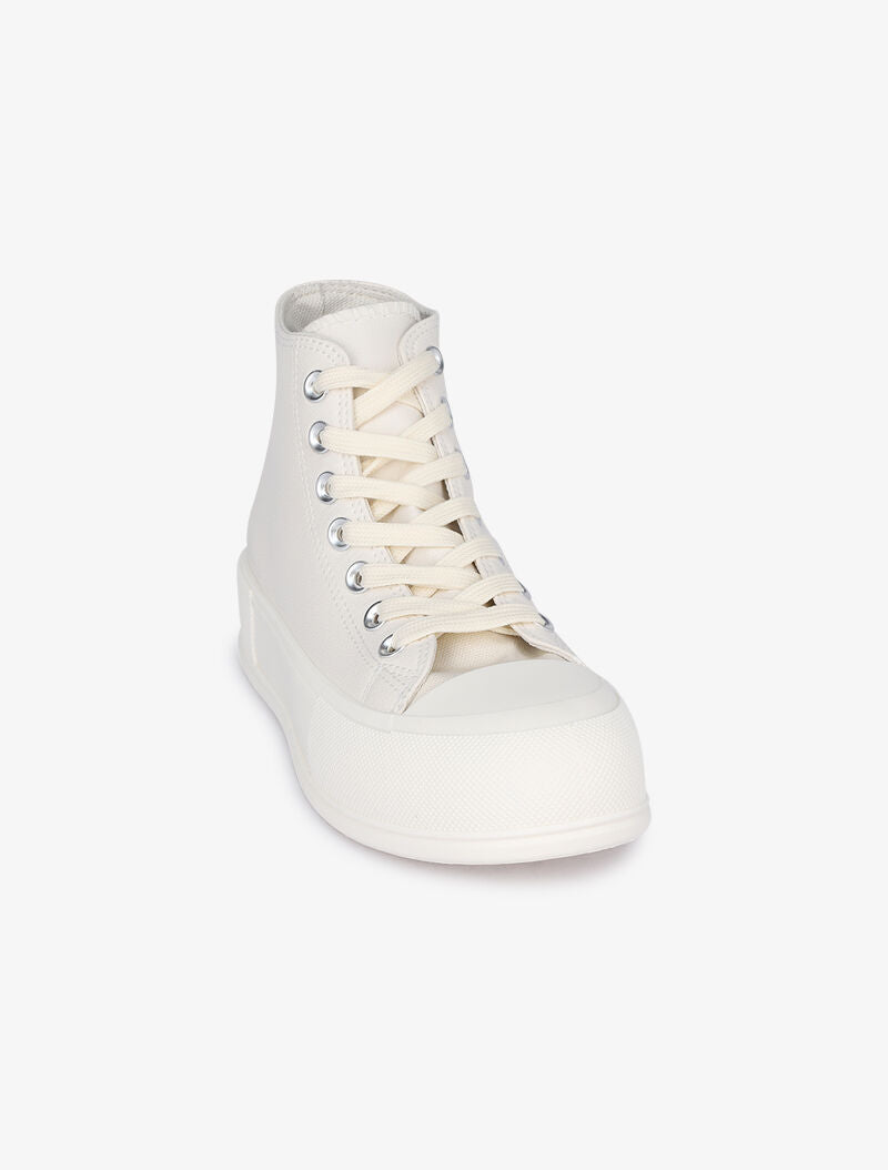 Baskets montantes en simili à semelles épaisses - Beige - 3
