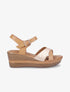 Sandales compensées à bride tressée - Beige/or - 1