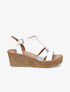 Sandales compensées à bride croco et irisé - Blanc/argent - 1
