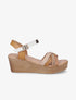 Sandales compensées à bride multi-matières - Beige foncé - 5