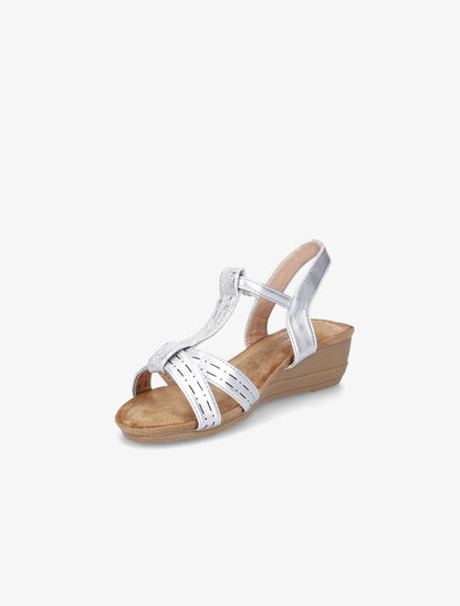 Sandales compensées et bride en T irisée - Argent - 3