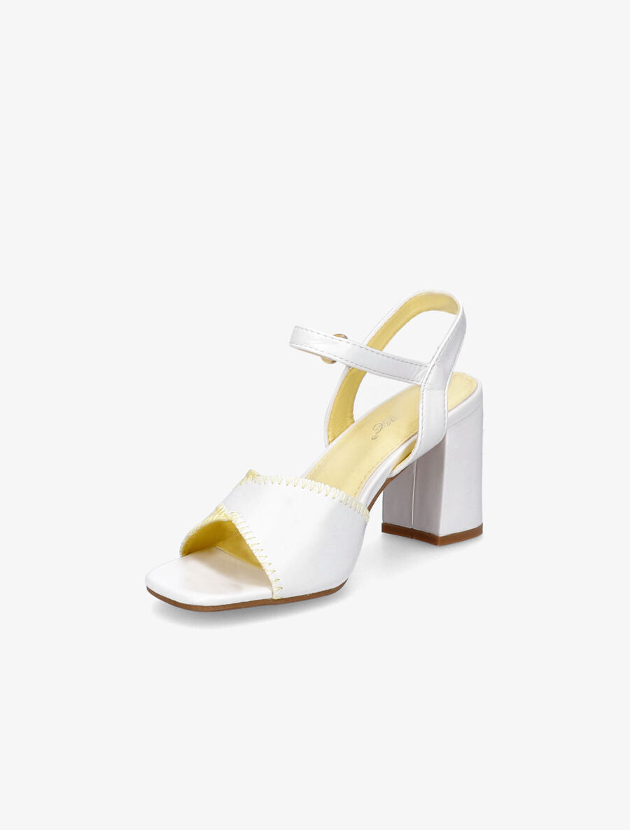 Sandales à talons et brides bicolore - Blanc/jaune - 3