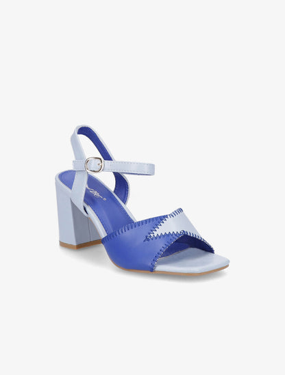 Sandales à talons et brides bicolore - Bleu clair/bleu roi - 2