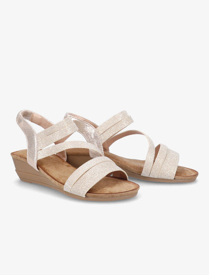 Sandales compensées et brides à paillettes - Or - 4