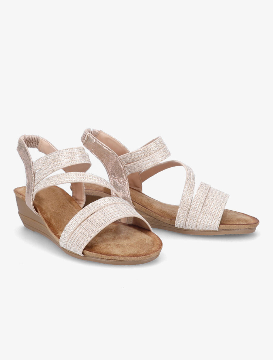 Sandales compensées et brides à paillettes - Rose gold - 4