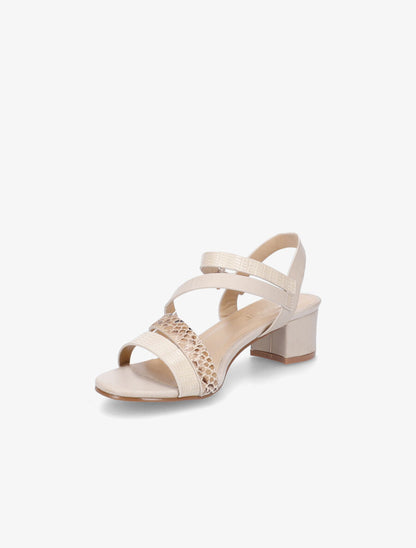 Sandales à brides effet python et croco - Beige - 3