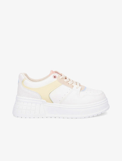 Baskets plateformes à contrefort perforé - Beige - 5