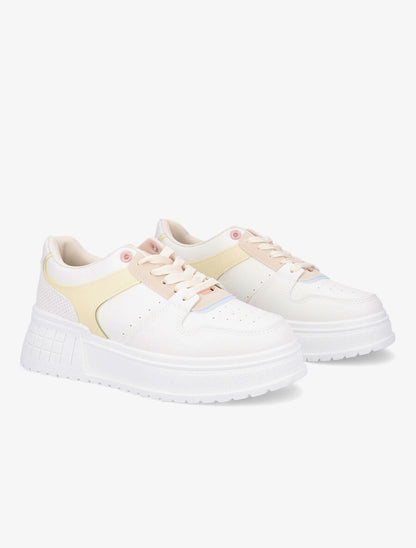 Baskets plateformes à contrefort perforé - Beige - 4