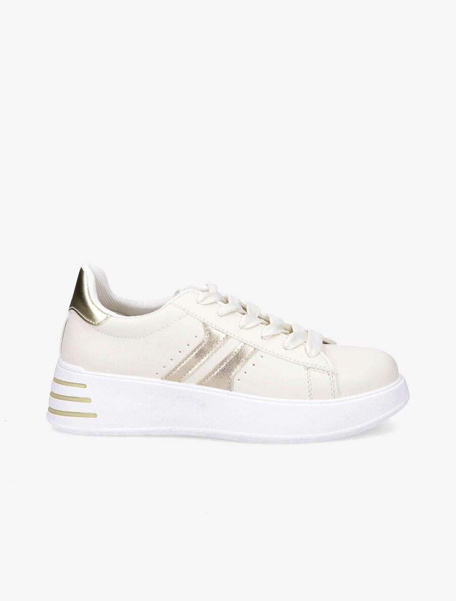 Baskets en simili à bandes irisées - Beige - 5