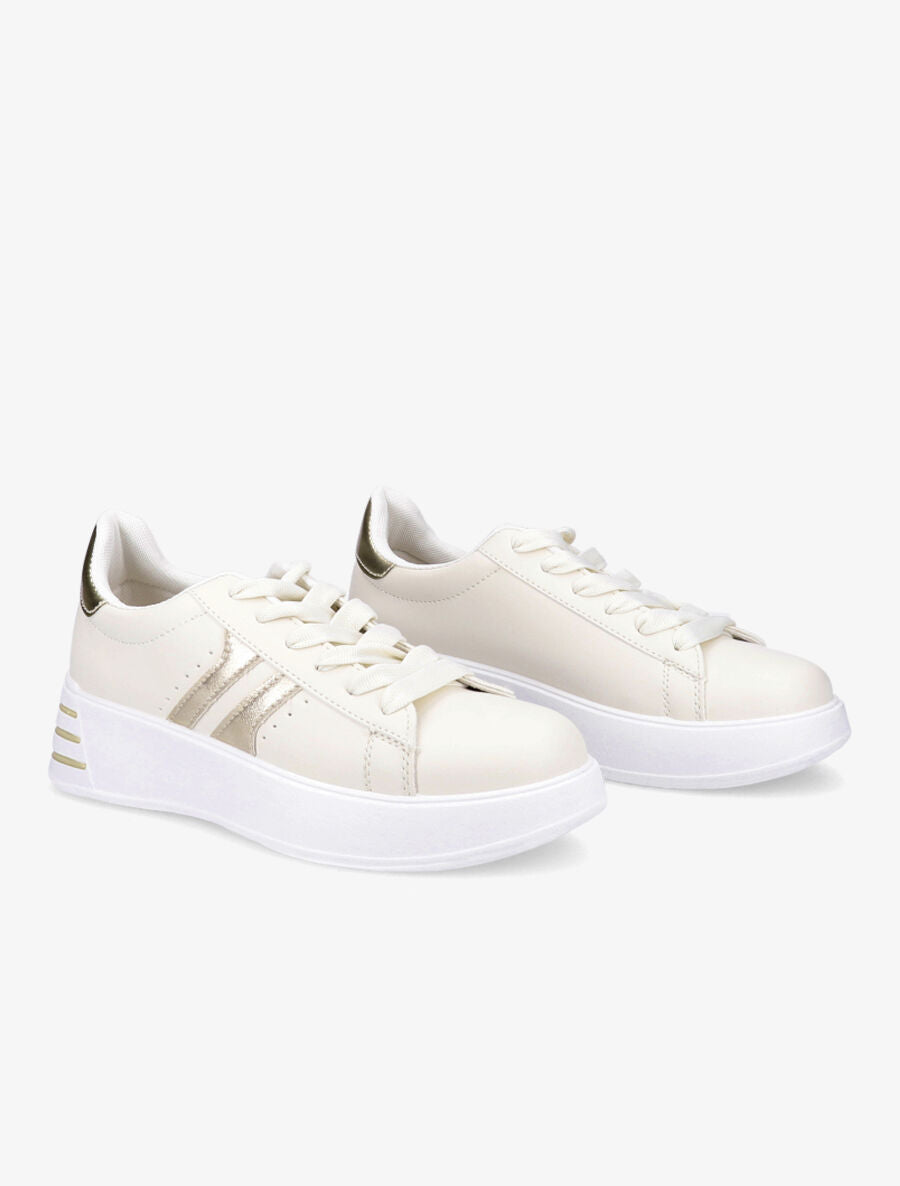 Baskets en simili à bandes irisées - Beige - 4