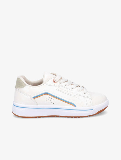 Tennis à contrefort en suédine contrastant - Beige - 1