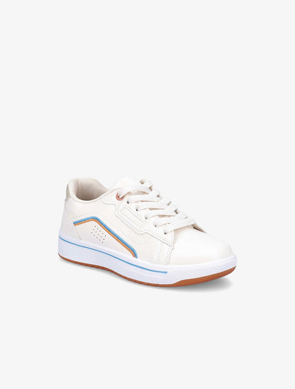 Tennis à contrefort en suédine contrastant - Beige - 2