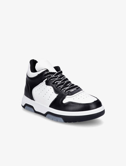 Sneakers montantes en simili - Noir - 2