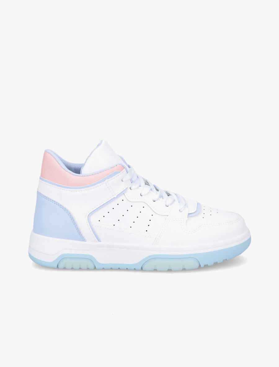 Sneakers montantes en simili - Bleu ciel - 1