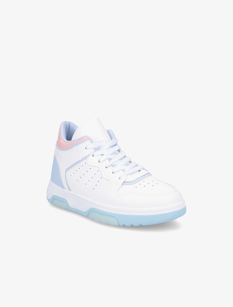 Sneakers montantes en simili - Bleu ciel - 2