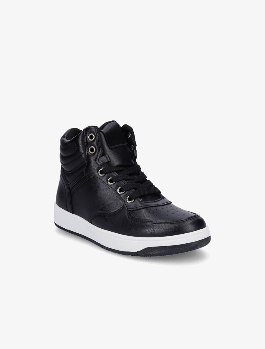 Sneakers montantes en simili - Noir - 2