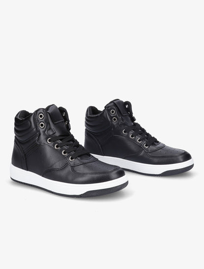 Sneakers montantes en simili - Noir - 4
