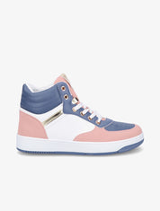 Sneakers montantes en simili - Bleu/rose - 1