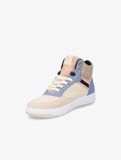 Sneakers montantes en simili - Beige/bleu - 3