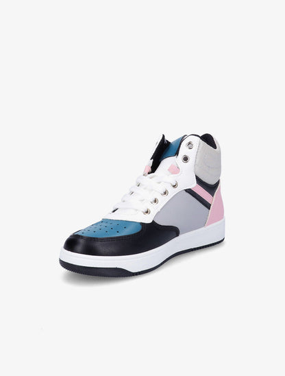 Sneakers montantes en simili - Gris/rose - 3