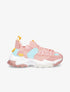 Sneakers en toile à lacets et semelles stylisées - Rose - 1