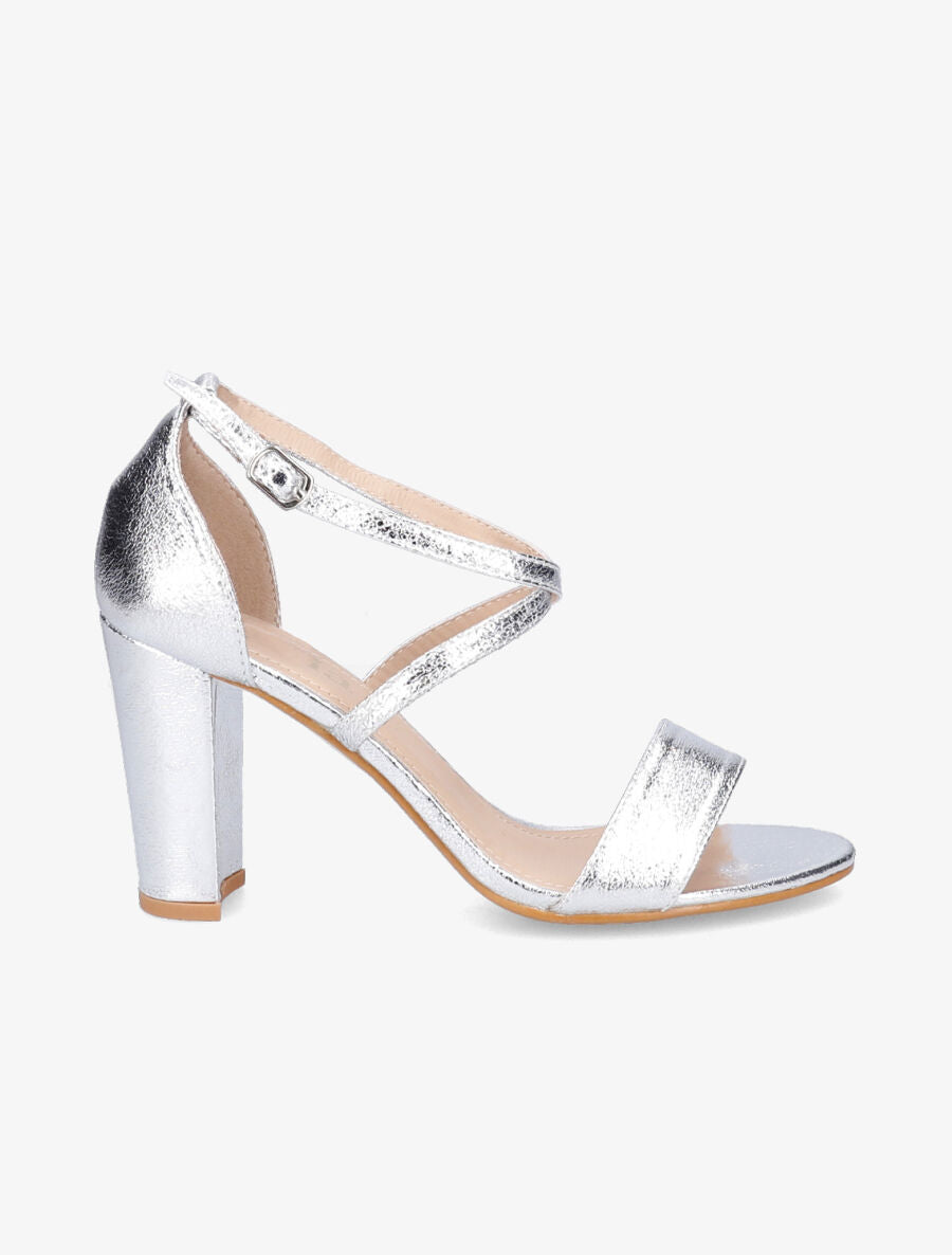 Sandales en simili nacré à talons classique - Argent - 1