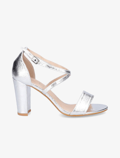 Sandales en simili nacré à talons classique - Argent - 1