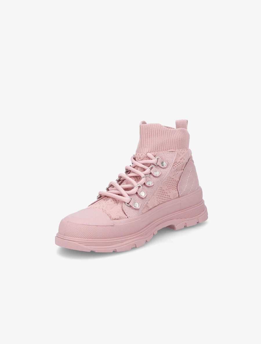 Tennis montantes en maille unie stylisée - Rose - 3