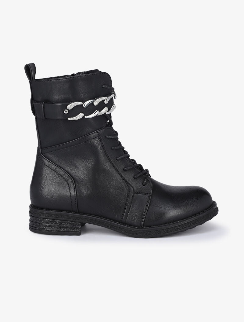 Boots lacées à lanières style chaîne - Noir - 2