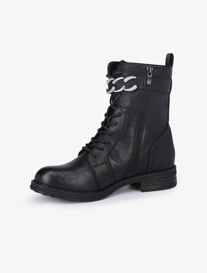 Boots lacées à lanières style chaîne - Noir - 4